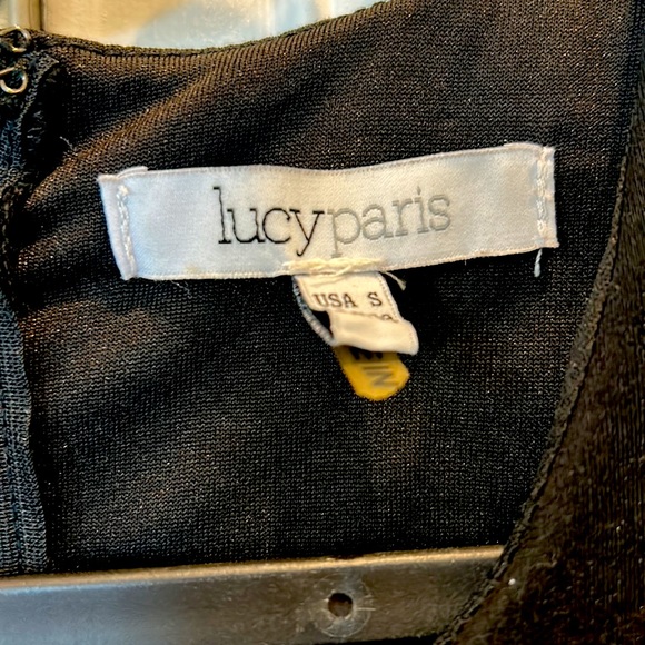 LucyParis Black bodycon Dress with mesh accents - Picture 2 of 5